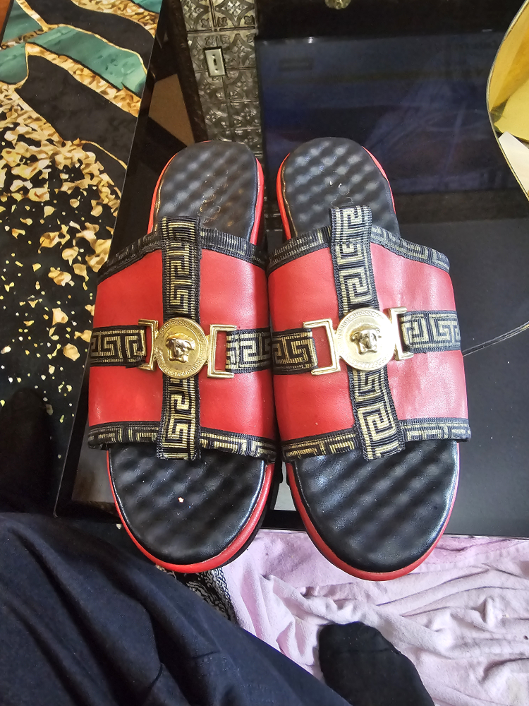 Versace Red & Black Slides - photo 2