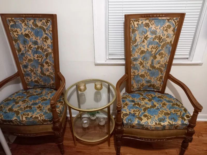 Vintage Accent Chairs & Glass Side Table image indicator(3)