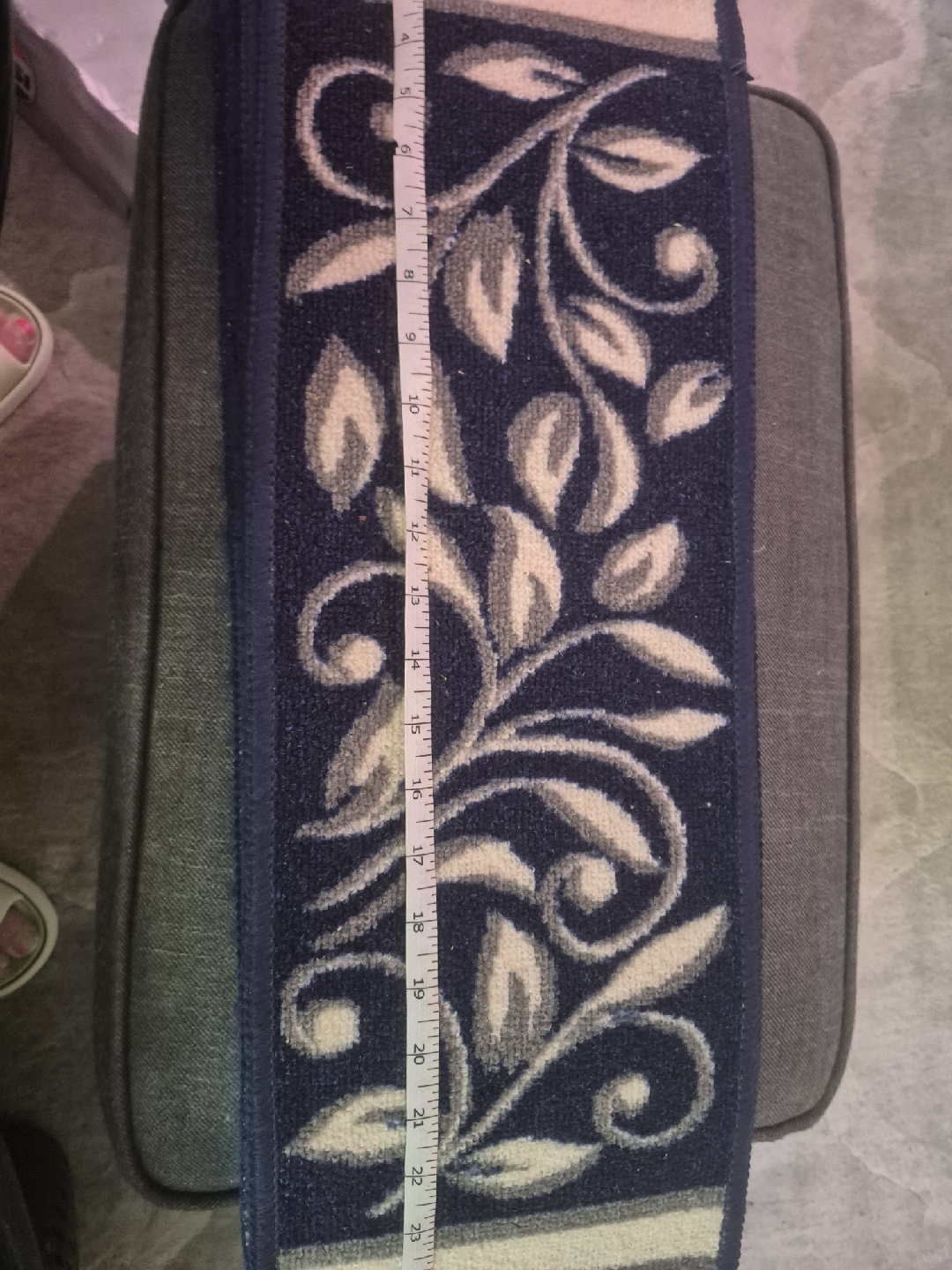 Carpet Stair Treads, Blue Floral Pattern
