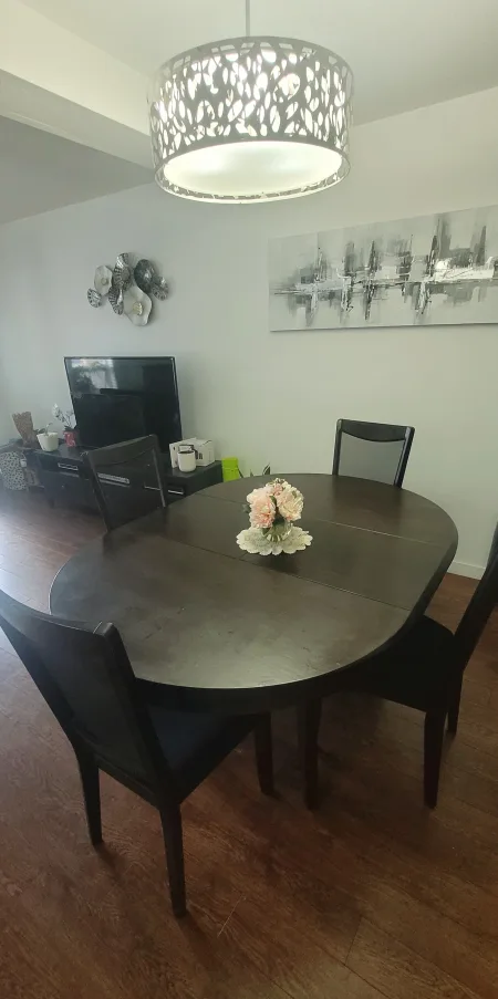 Dark Wood Dining Table with 4 Chairs image indicator(4)