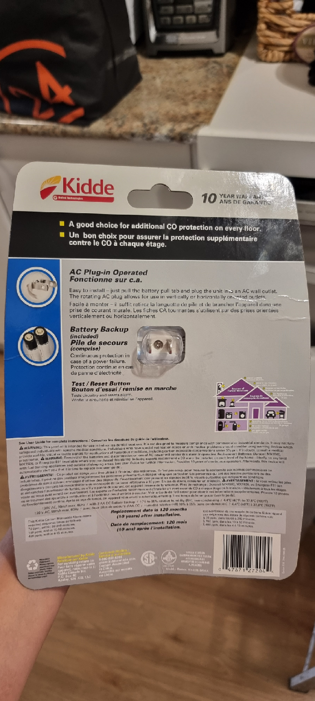 New Kidde Carbon Monoxide Alarm - Plug-in - photo 2