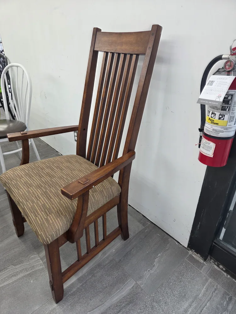 Wooden Armchair with Patterned Seat image indicator(4)