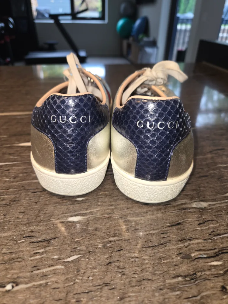 Gucci Metallic Silver Sneakers, Size 9 image indicator(3)