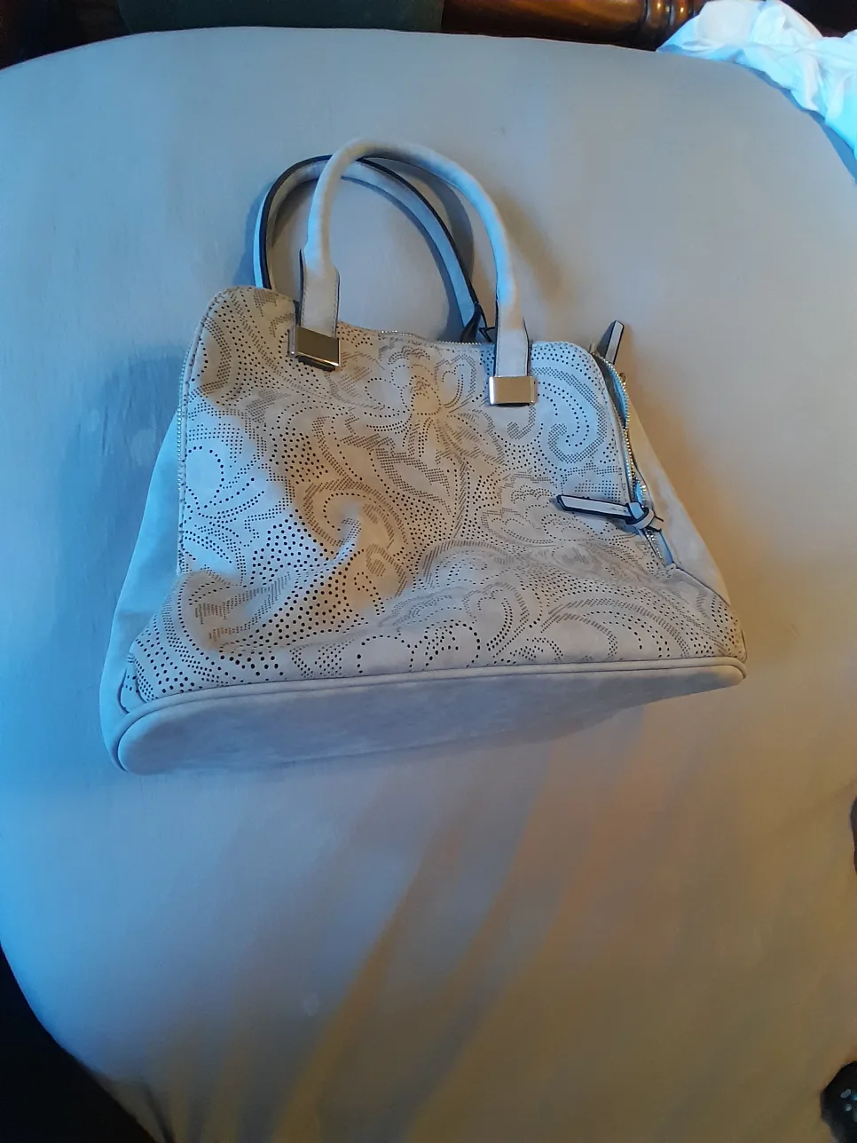 light grey purse