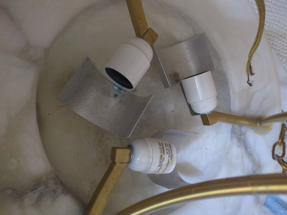 Vintage Alabaster & Brass Chandelier - photo 5