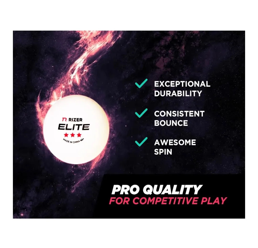 Rizer Elite Table Tennis Balls - 40+ Official Size. (40) image indicator(2)