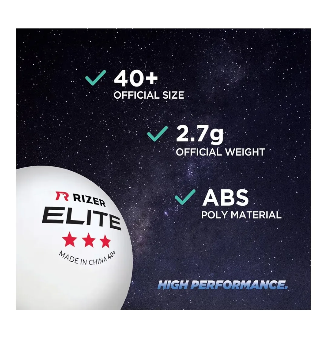 Rizer Elite Table Tennis Balls - 40+ Official Size. (40) image indicator(3)