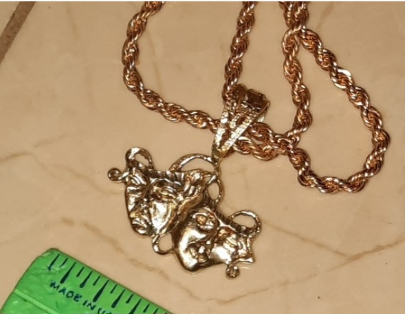 Huge AUTHENTIC GENUINE SOLID 14K GOLD CHARM COMEDY TRAGEDY