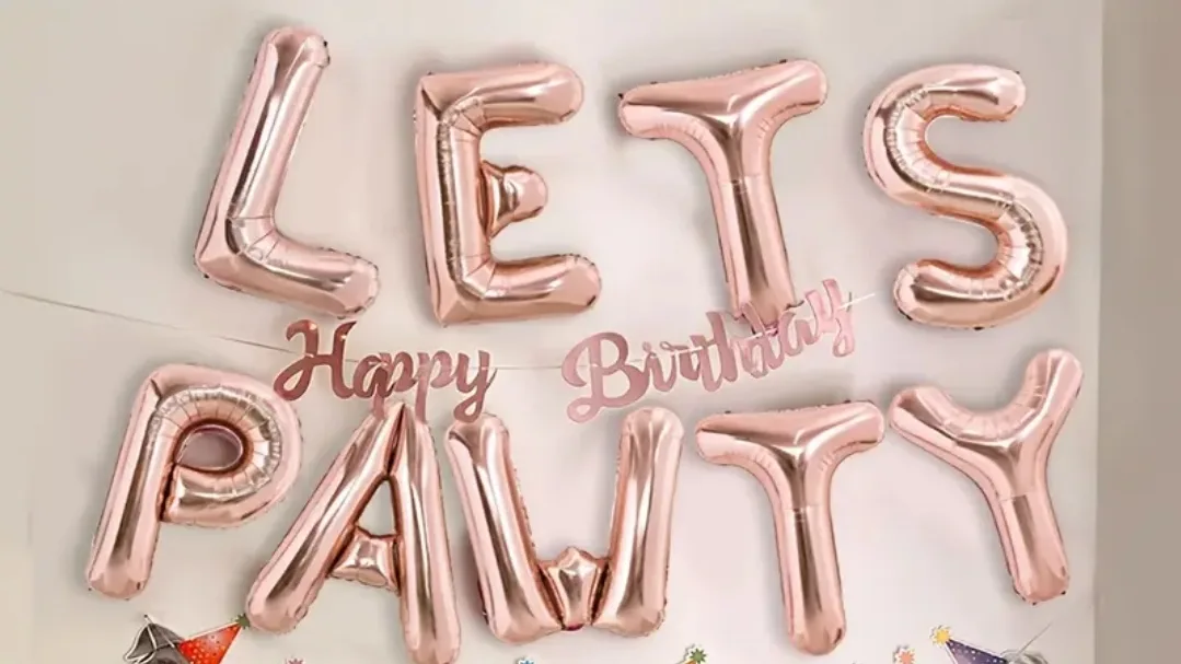 Rose Gold "LET'S PARTY" Balloon Set thumbnail