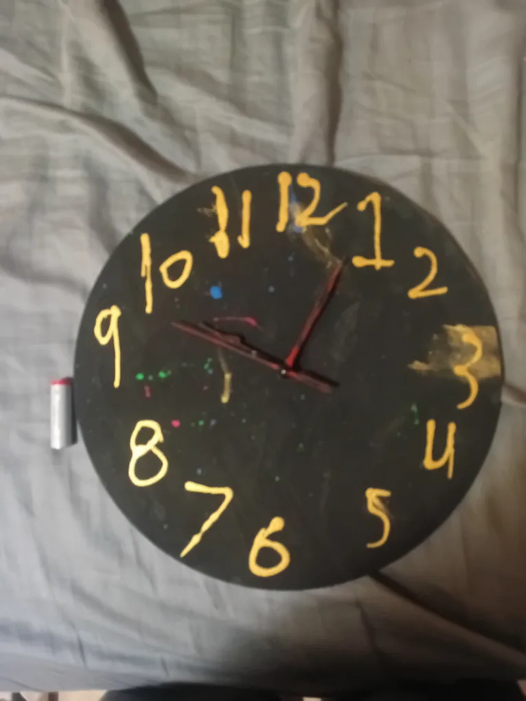 Handmade Black & Gold Wall Clock with battery thumbnail