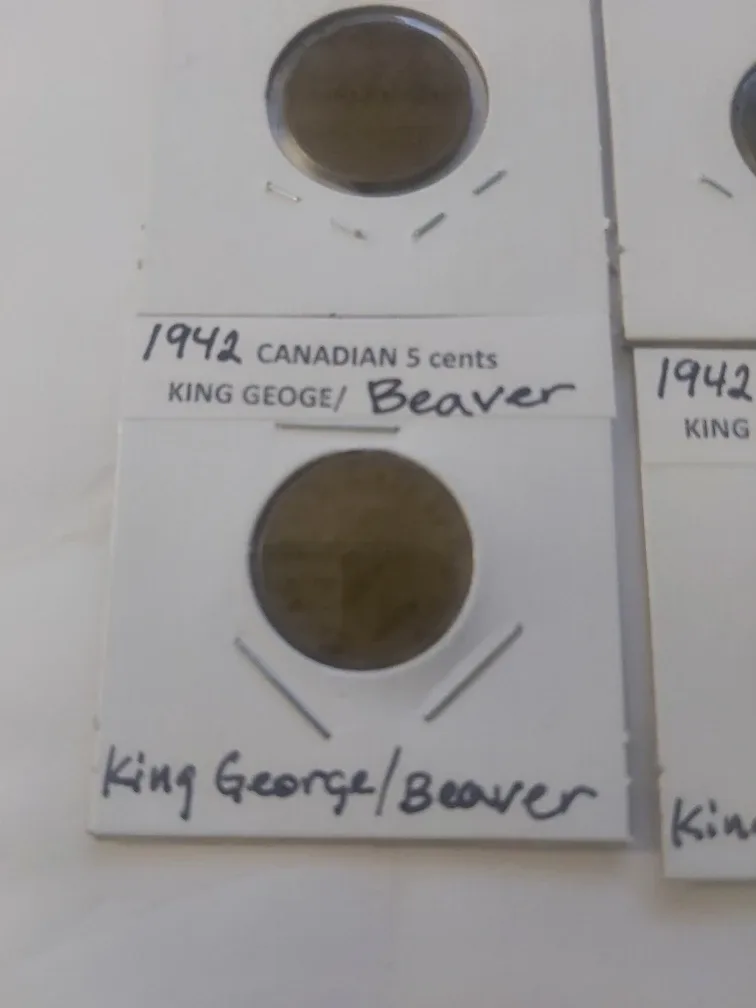 1942 Canadian 5 Cents Coin King George and Beaver on other side image indicator(5)