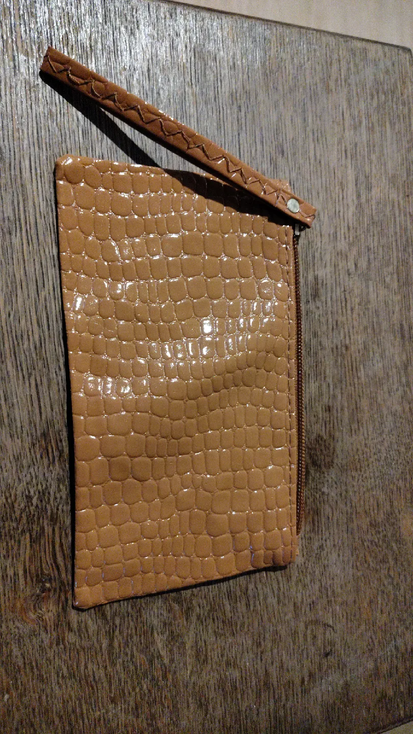 Brown Faux Crocodile Clutch Wallet thumbnail
