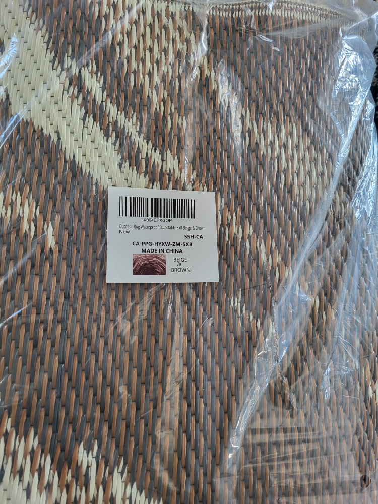New Outdoor Rug Waterproof Portable Beige & Brown