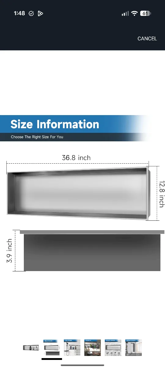 Stainless Steel Shower Niche - 36.8 inch image indicator(2)