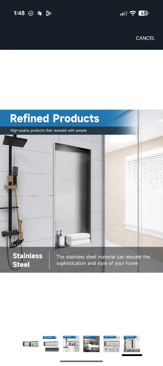 Stainless Steel Shower Niche - 36.8 inch image indicator(6)
