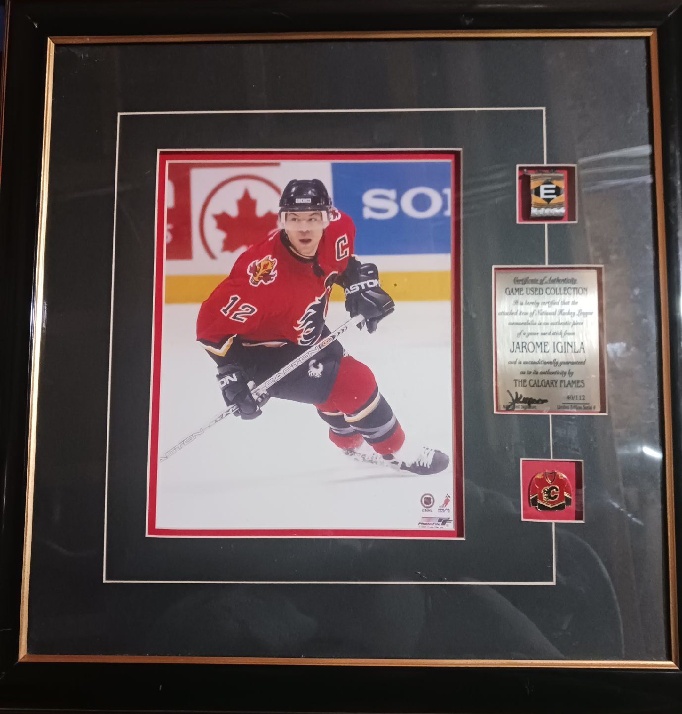 Jarome Iginla Game Used Stick Framed