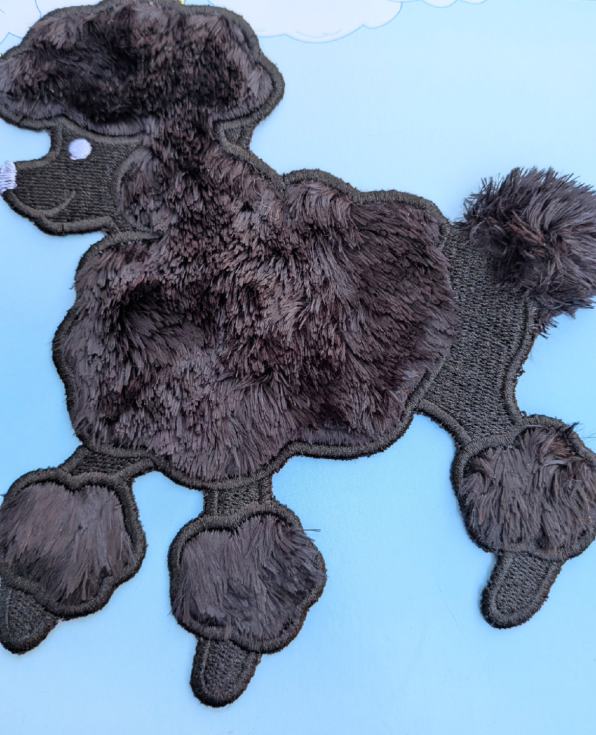 Large vintage black poodle textured applique 7" x 6" - photo 3