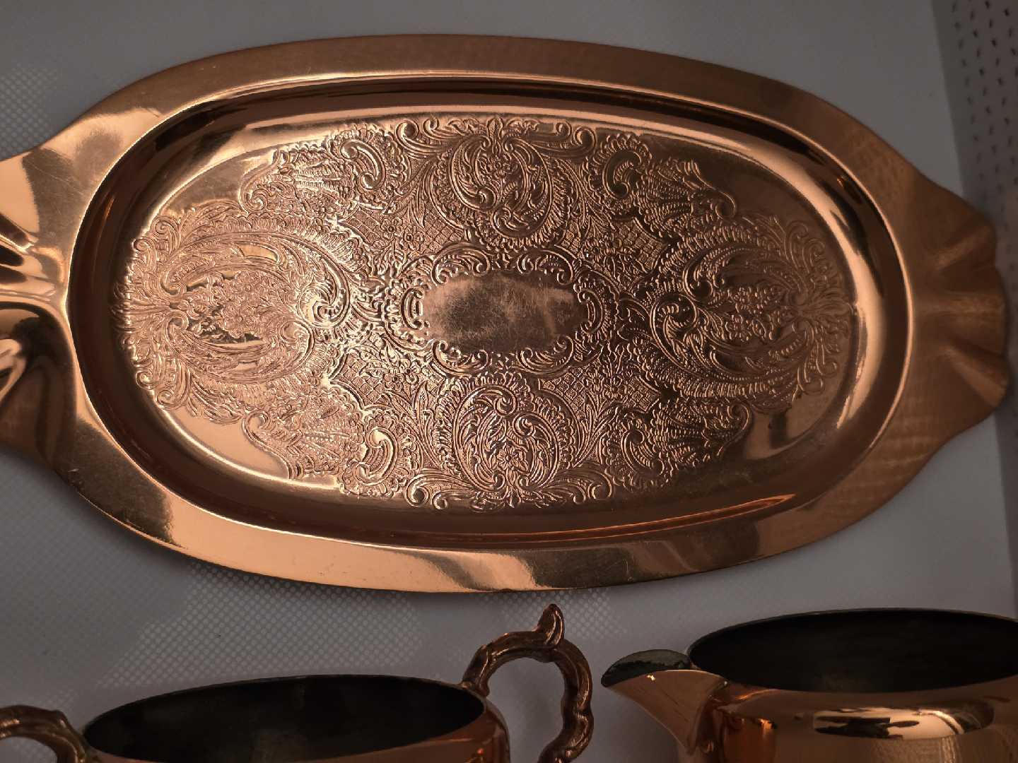 Vintage EP Copper Tray with Sugar and Creamer Set - photo 4