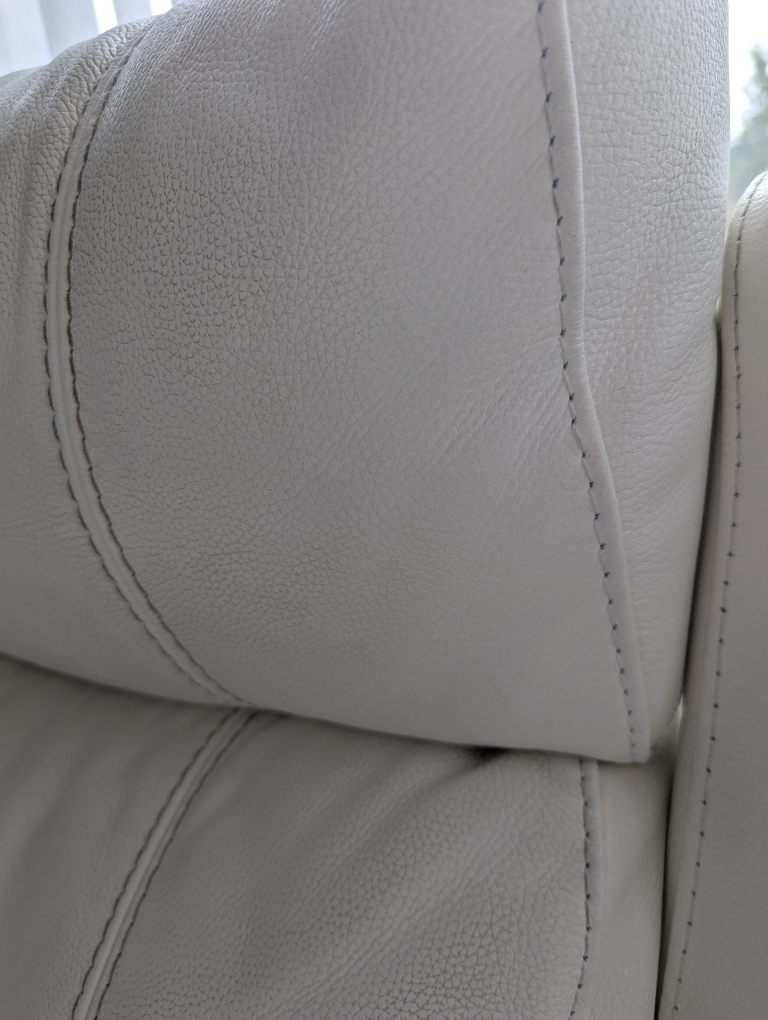 White Leather Power Reclining Sofa - photo 5