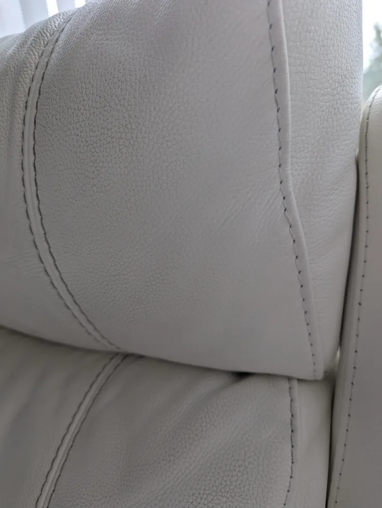 White Leather Power Reclining Sofa image indicator(5)
