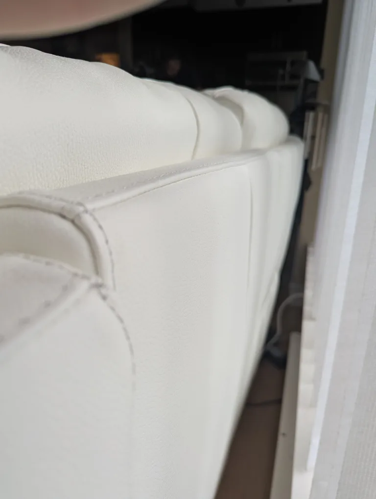 White Leather Power Reclining Sofa image indicator(8)