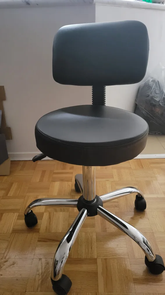 Black Adjustable Swivel Stool with Backrest image indicator(2)