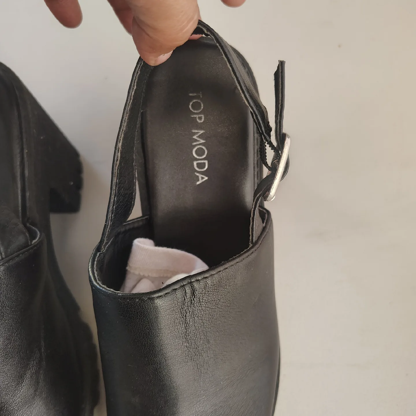 Top Moda Black Heeled Sandals - Size 7 image indicator(3)