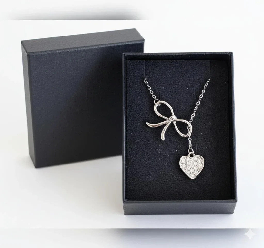 Sterling Silver Overlay Lariat Necklace with Swarovski Crystal thumbnail