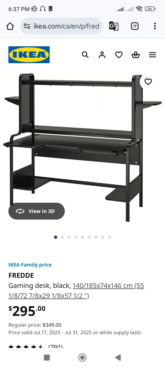 ❤‍🔥Moving Sale❤‍🔥Ikea Fredde Black Computer Desk image indicator(9)