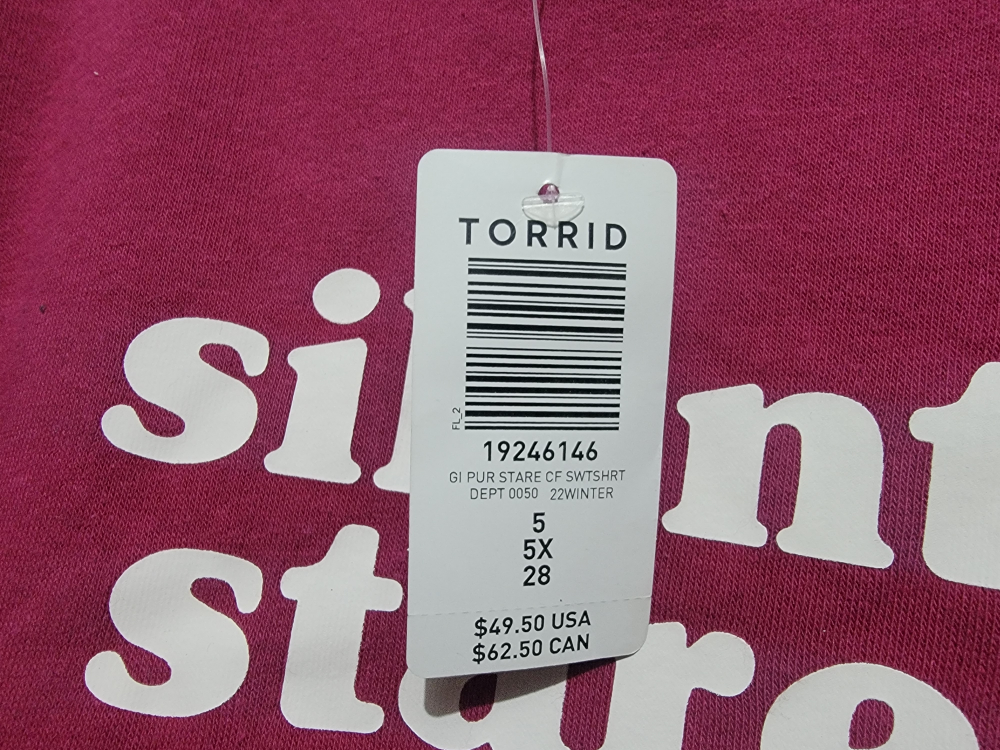 New Torrid Silent Stare Sweatshirt - 5X - photo 3