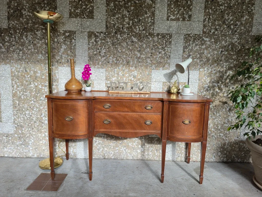 Vintage Walnut Two Drawer Buffet (delivery available) thumbnail