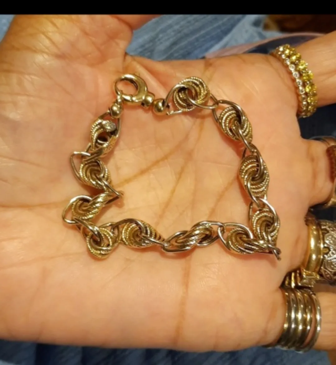 AUTHENTIC 14K SOLID Gold 2 Tone Chunky Bracelet image indicator(10)