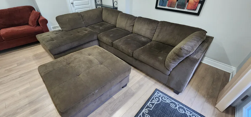 Brown Sectional Couch with Ottoman image indicator(2)