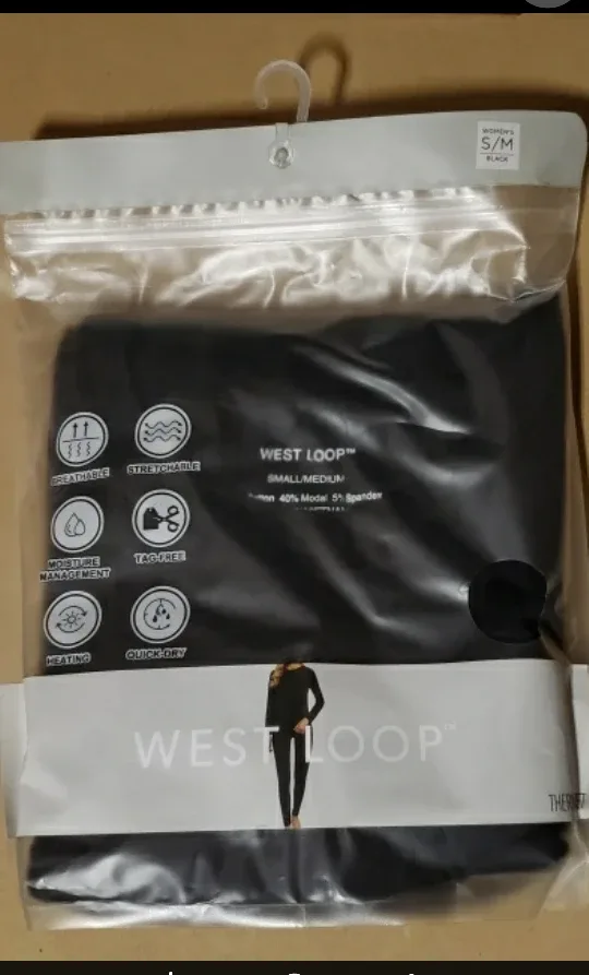 West Loop Women's 2-Piece Thermal Set - S/M Black NWT thumbnail