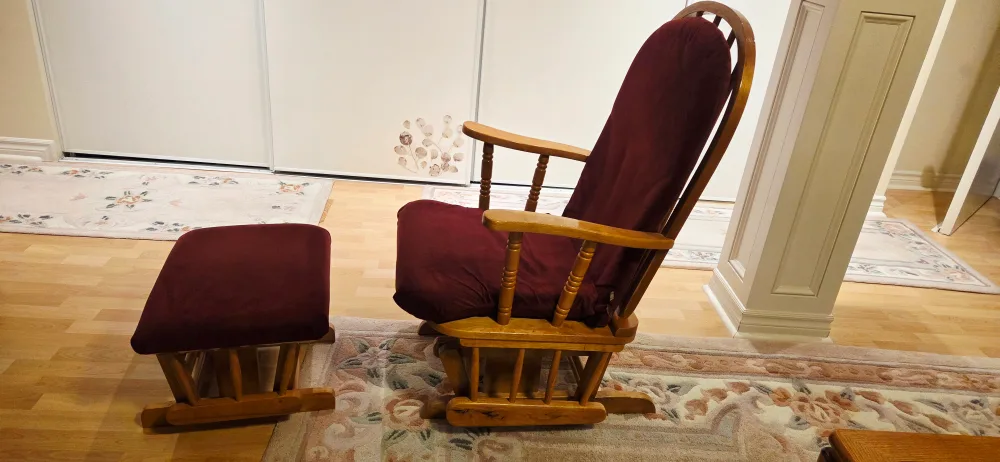Glider Rocker Chair with Ottoman - Burgundy image indicator(2)
