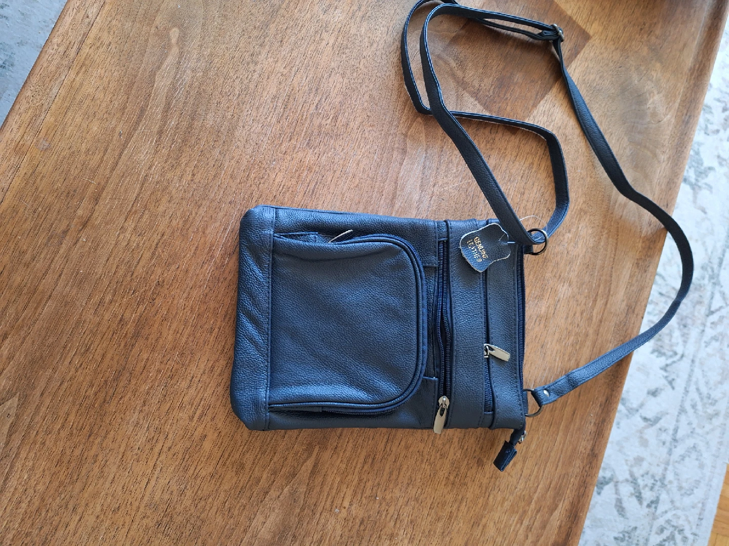 Genuine Leather Black Crossbody Bag