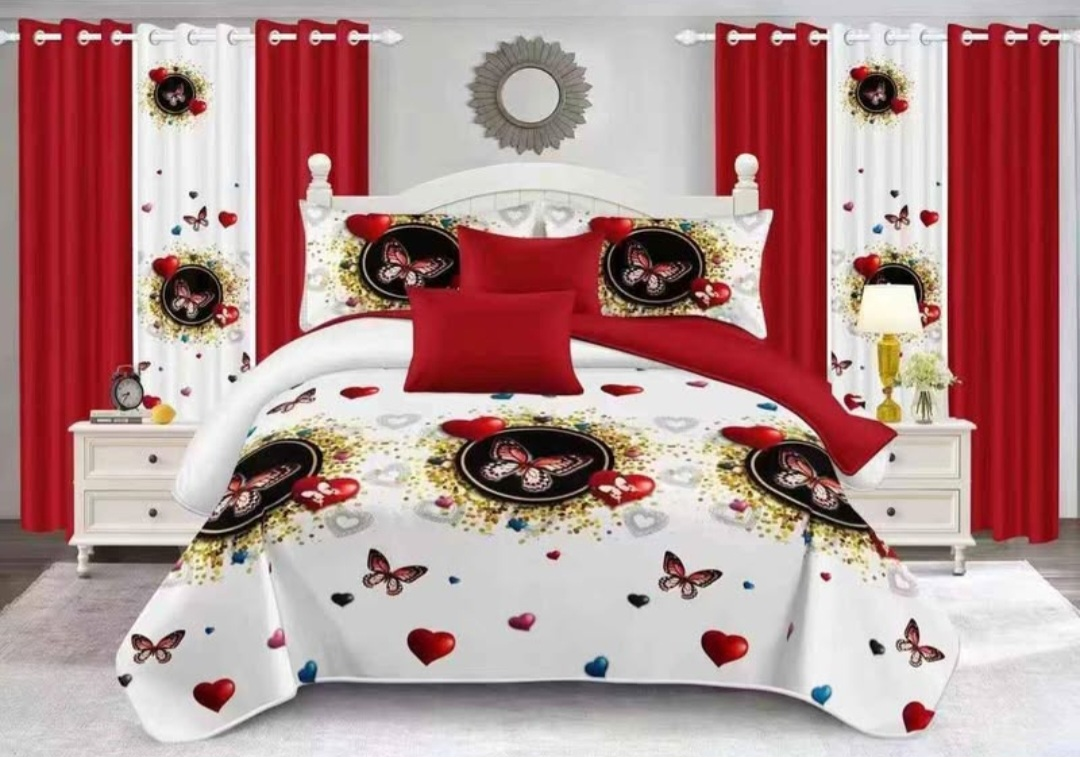 Bedding Set with Curtains. New