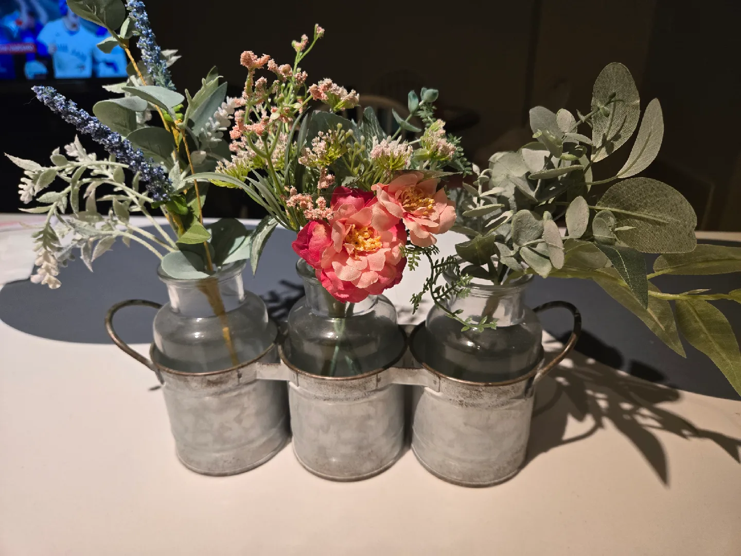 Triple Vase with Artificial Flowers thumbnail