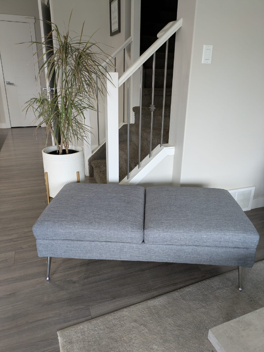 Grey Upholstered Bench