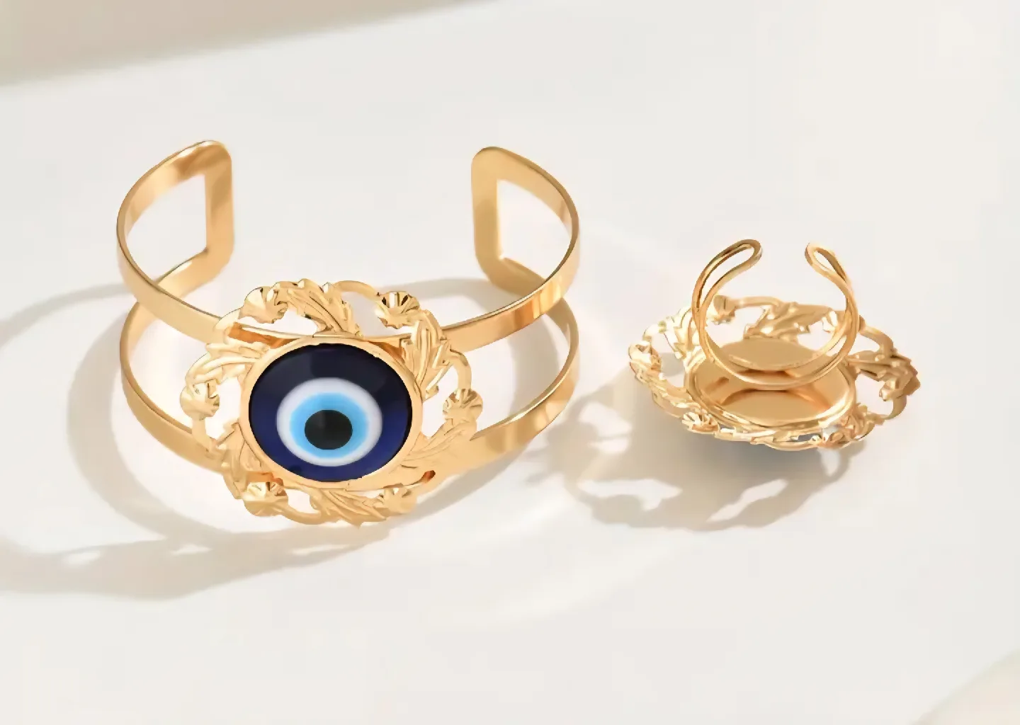 Evil Eye Gold Ring and Bracelet Set image indicator(2)