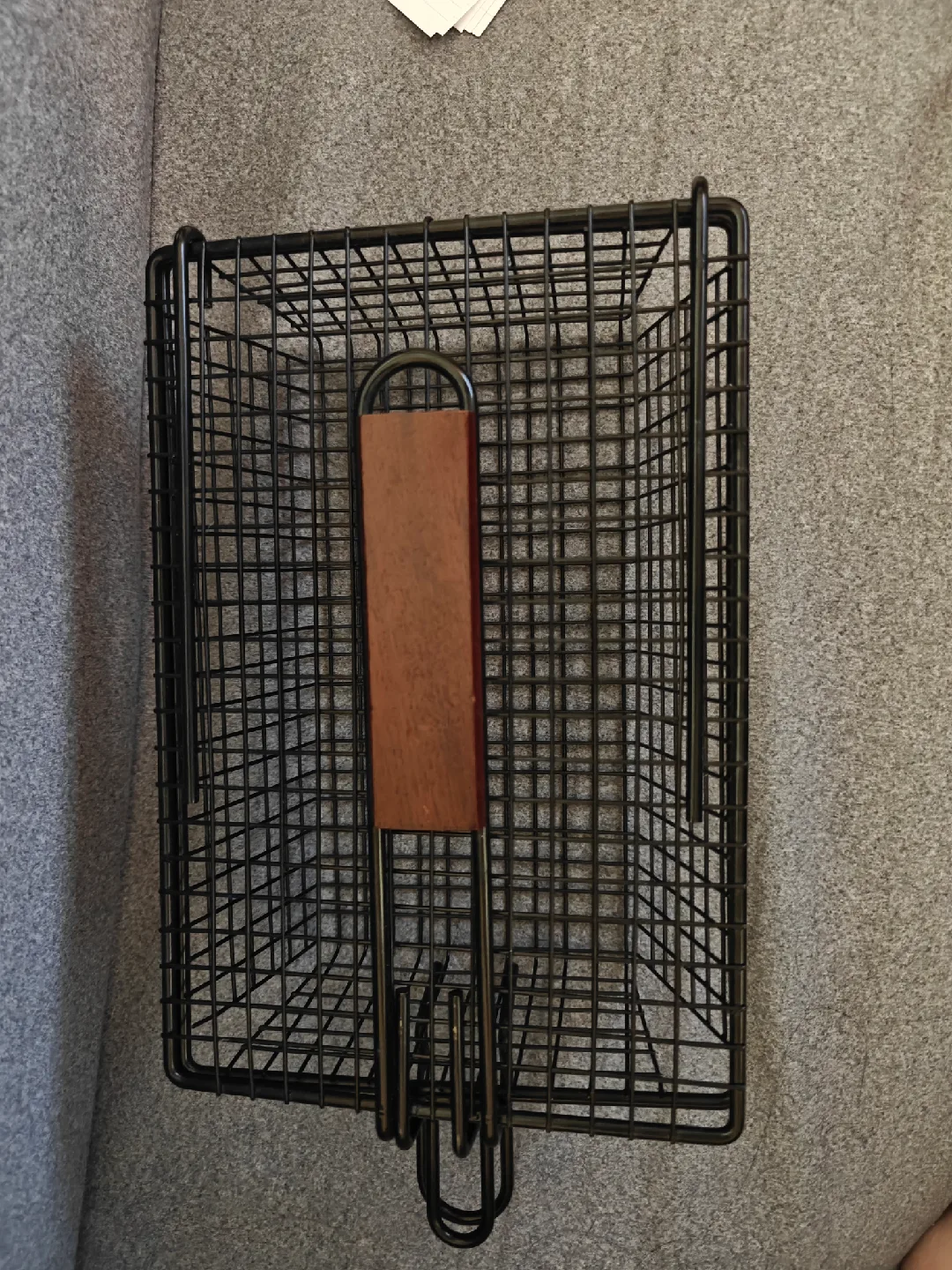 Black Wire Basket with Wood Handle thumbnail