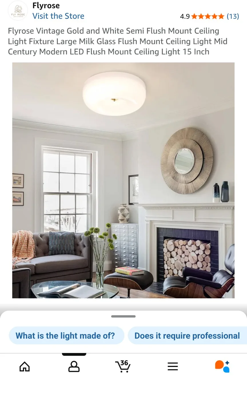 Flyrose Flush Mount Ceiling Light - 15 Inch image indicator(2)