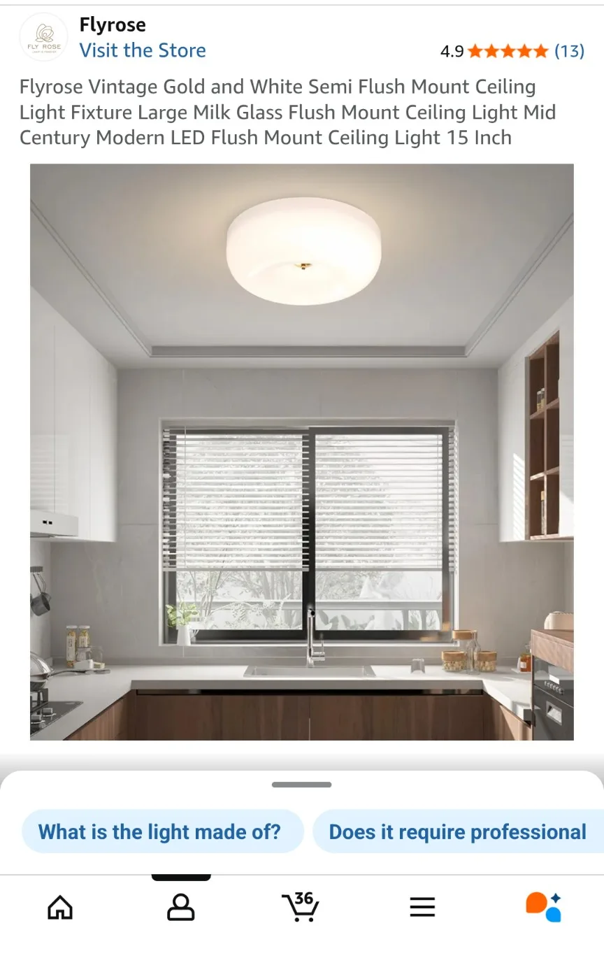 Flyrose Flush Mount Ceiling Light - 15 Inch image indicator(3)