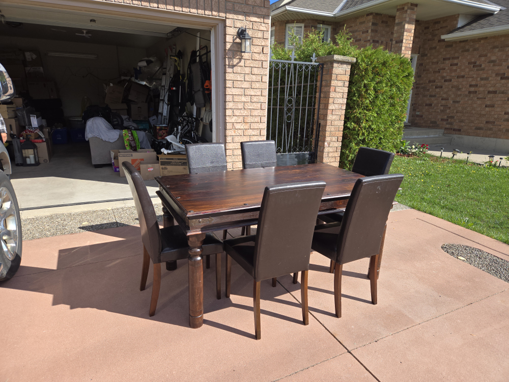Dining Table with 6 Chairs - Dark Wood - photo 2