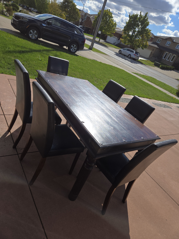 Dining Table with 6 Chairs - Dark Wood - photo 3