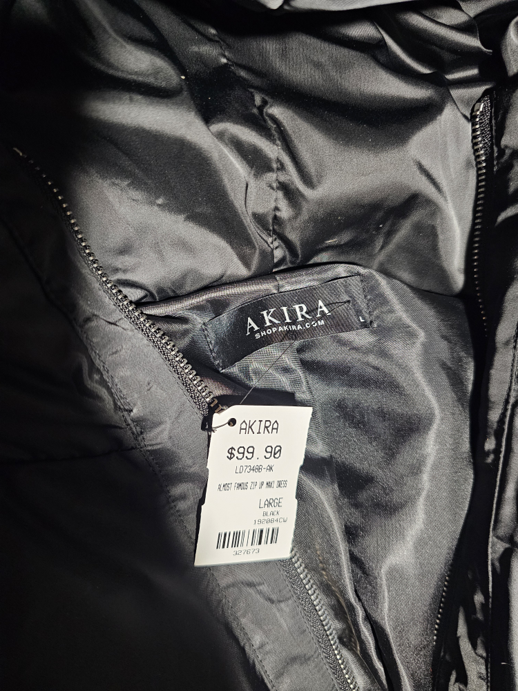 Akira Almost Famous Zip Up Mini Dress - Black, Large - photo 3
