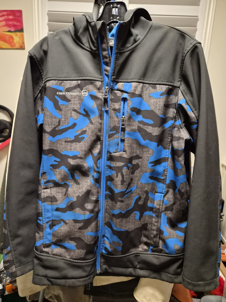 water resistant- Blue Camo, size Men S