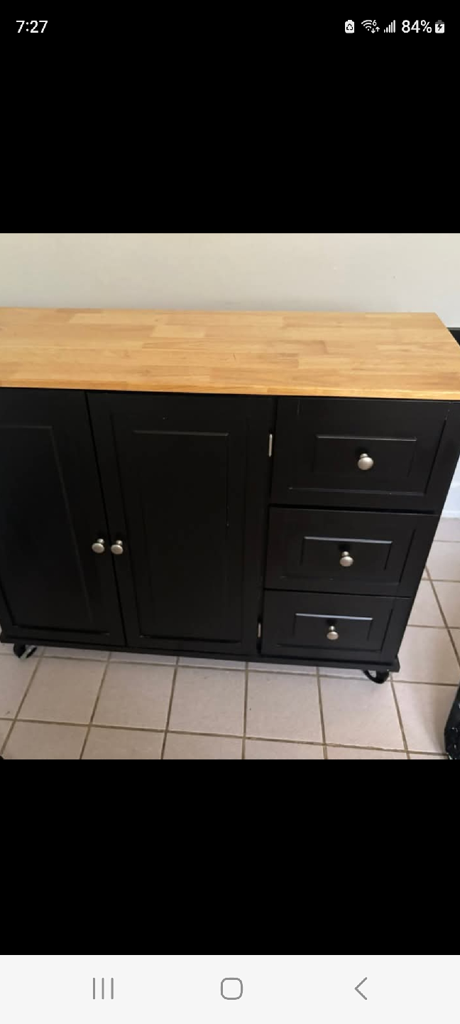 Black Kitchen Island with Wood Top - photo 2