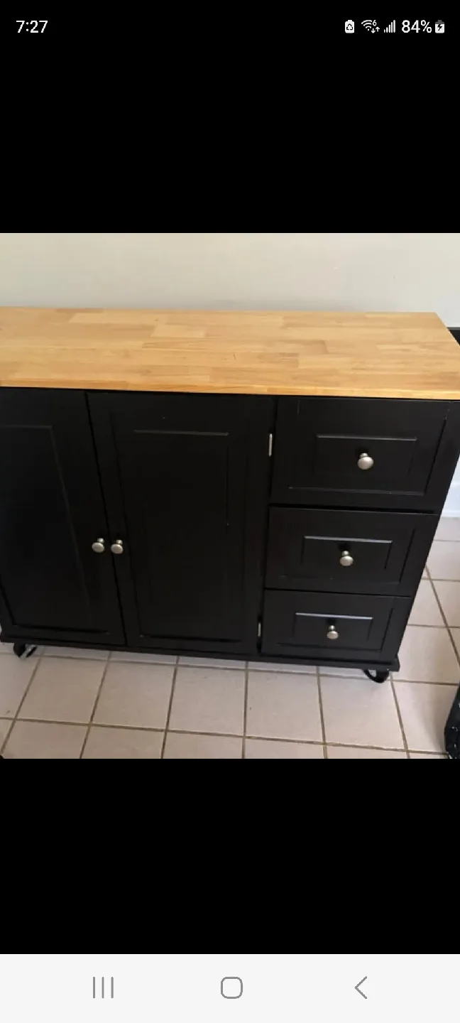 Black Kitchen Island with Wood Top image indicator(2)