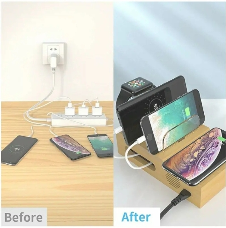 Bamboo Charging Station for Multiple Devices - photo 3